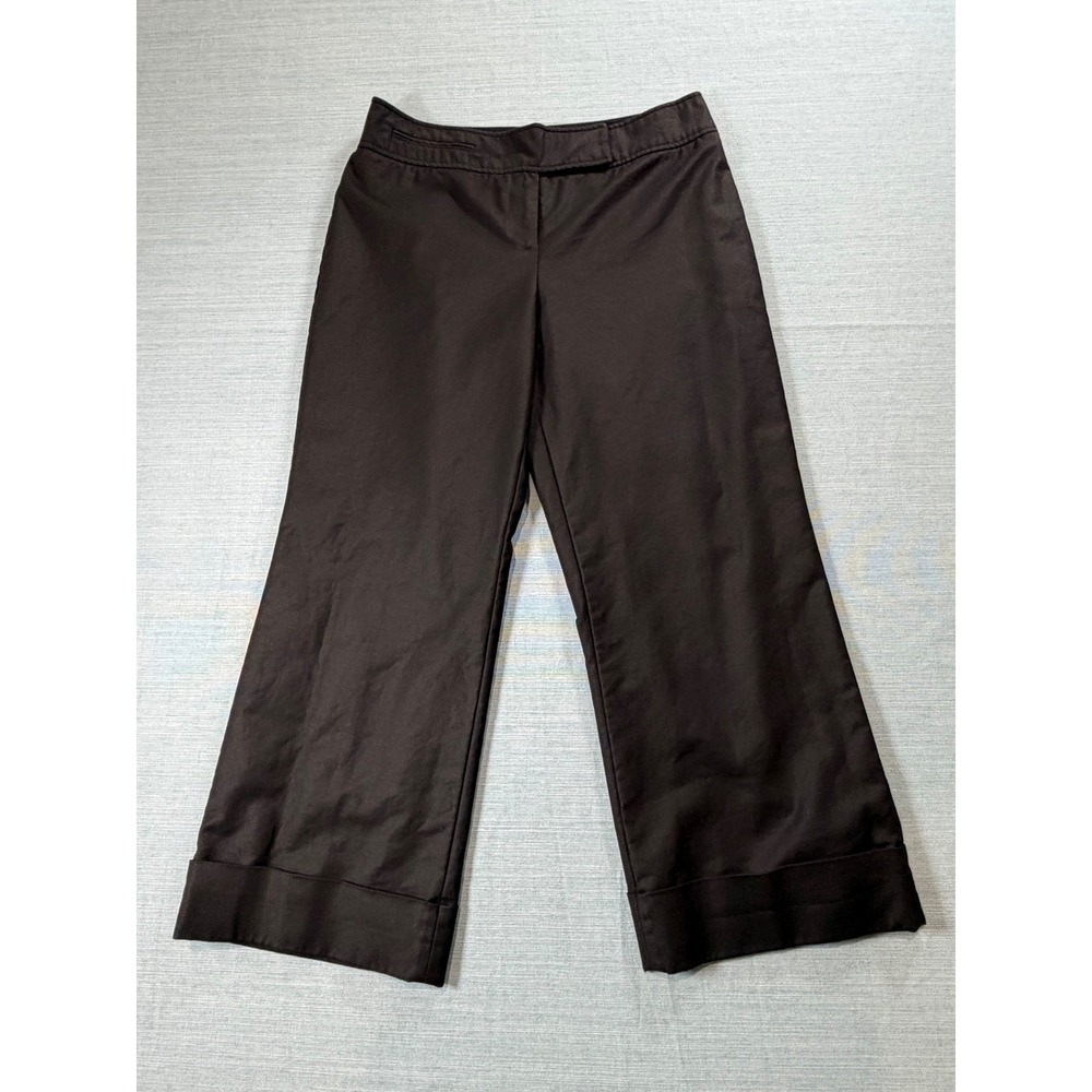 Madison Studio Women's Black Wide Leg Cropped Cuffed Dress Pants Size 8 Stretch